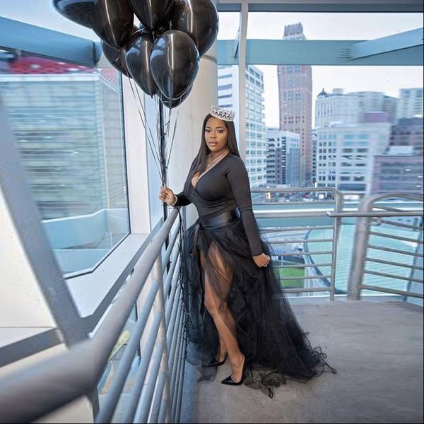 

black see thru womens skirts bridal tutu detachable train long tulle women side split fashion skirt over wrap