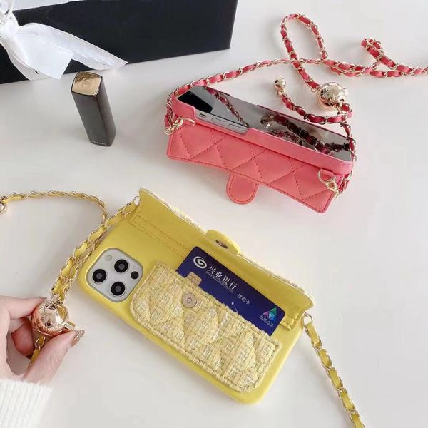 

for iphone13promax cases 2021 cc brand fashion small golden ball adjustable lanyard phone case iphone13 12 11 pro xs max xr 7 8 plus wallet