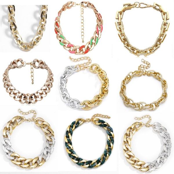 

chains exaggerated gold thick cuban chain necklace hip hop show accessories chunky vintage stout women boho punk bold ccb diy jewelry, Silver