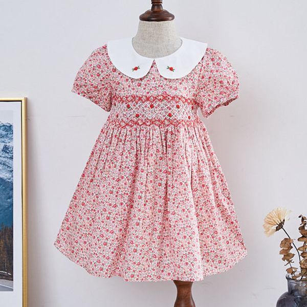 

summer kids girl short sleeve printing dress cute infant baby born sweet clothes 210429, Blue