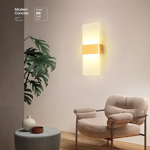 

background light modern simple bedroom bedside rectangular aisle el wall romantic lamps acrylic lampshade 220v lamp