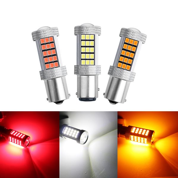 1x 2835 66SMD 1156 BA15S P21W 1157 Bay15D P21 / 5W Canbus carro LED Bulbo Super Bright Turn Light Light Coloque Auto Candeeiro Branco