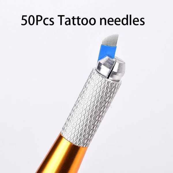 

tattoo needles 50pcs microblading 0.18mm tebori blades permanent makeup needle 7 12 14 16 18 manual eyebrow
