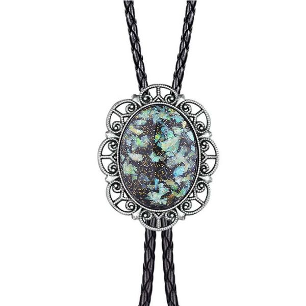 

bow ties silver space-time turquoise bolo tie leather cord necklace american western cowboy men's and women's, Black;gray
