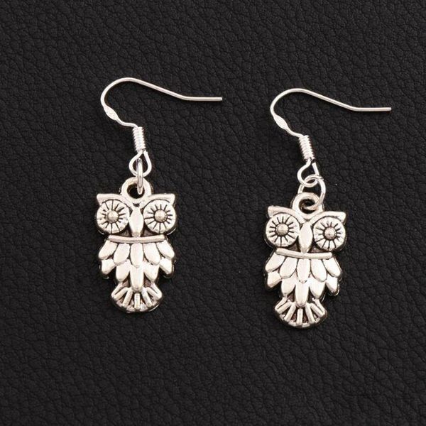 

2021 owl bird earrings 925 silver fish ear hook 40pairs/lot antique silver dangle chandelier earring 11x36mm