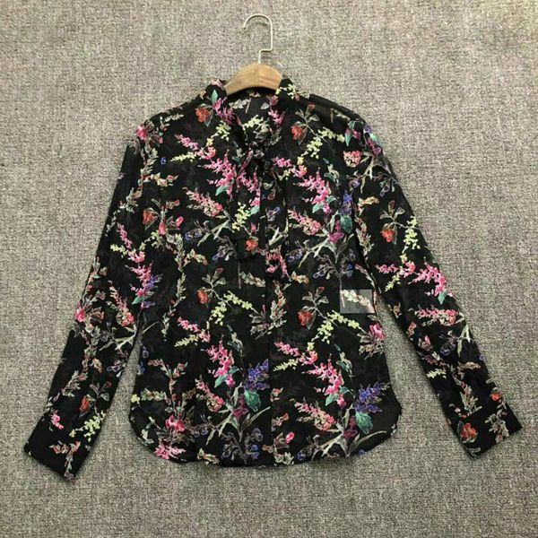 

women's blouses & shirts silk shirt women print summer fashion long sleeve, White