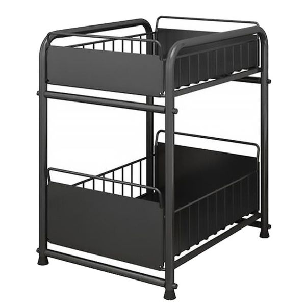 

kitchen storage & organization under sink organizer and cabinet rack (black)