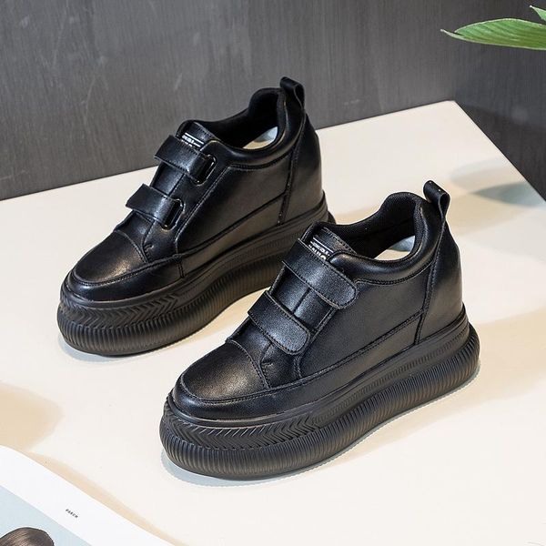 

dress shoes inside height women's 2021 autumn platform single versatile casual small white sh, Black