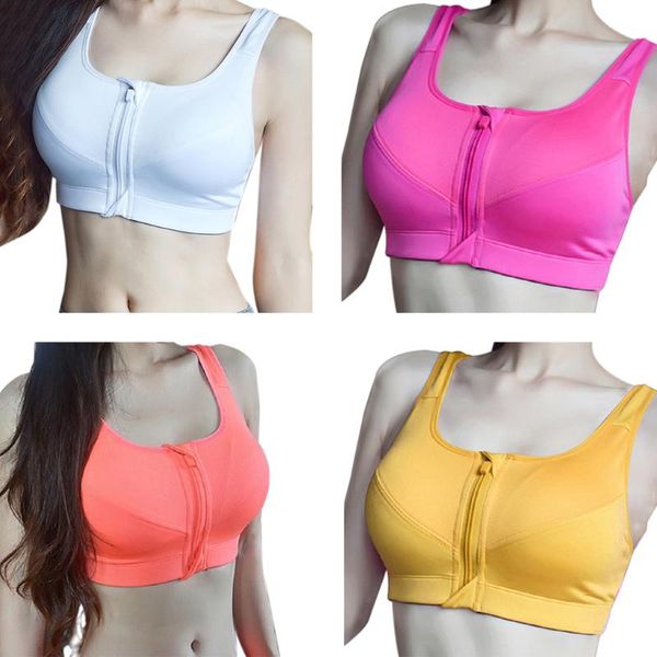 

yoga outfit fangnymph women zipper push up sport bra girl wireshockproof underwear