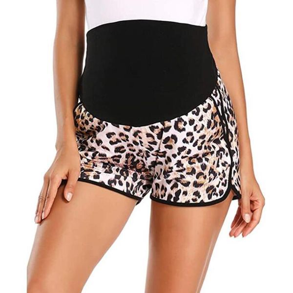 

maternity bottoms patpat casual leopard full print black pants, White