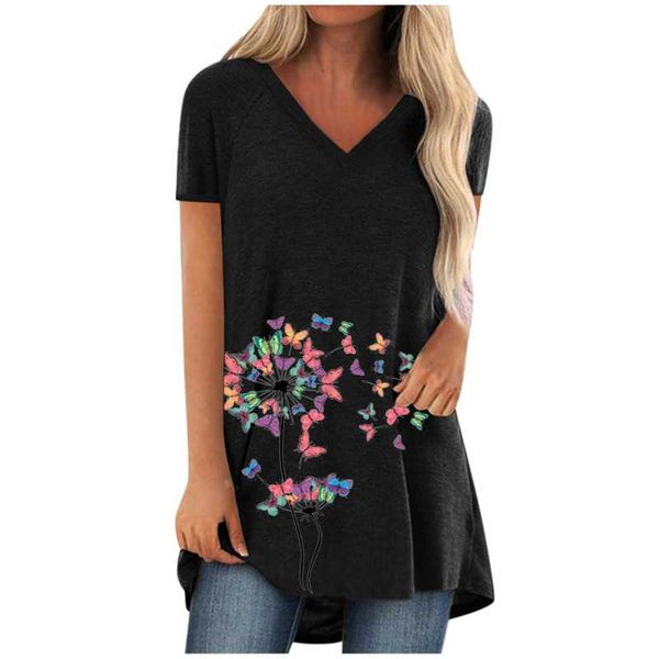 

women's t-shirt plus size tees women summer loose casual oversize t shirt short sleeve v neck printing ladies elegant, White