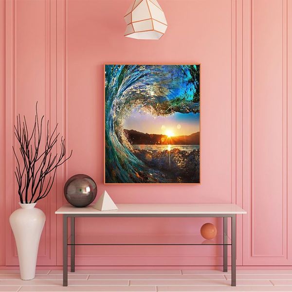 

paintings paint by number art painting seascape sea wave sunrise hand-painted color oil modern style