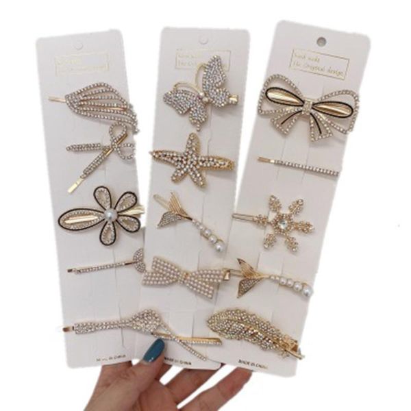 

hair clips korean exquisite super flash rhinestone combination premium clip headwear girls geometric styling accessories 2021trendy