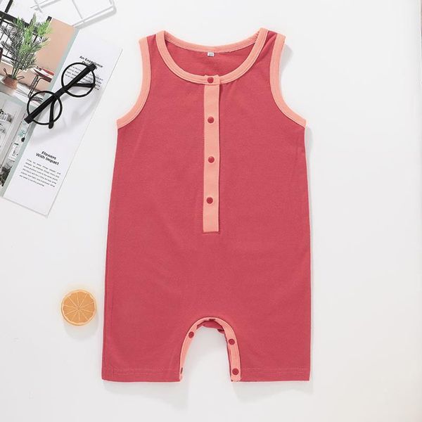 

born infant baby girls boys summer rompers clothes sleeveless solid color jumpsuit romper children's clothing jumpsuits, Blue