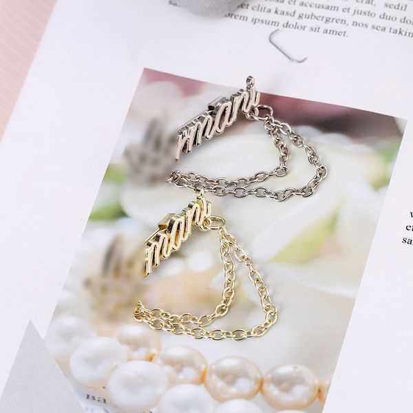 

new a chain trend punk style alloy brooch hip hop clothing accessories, Gray