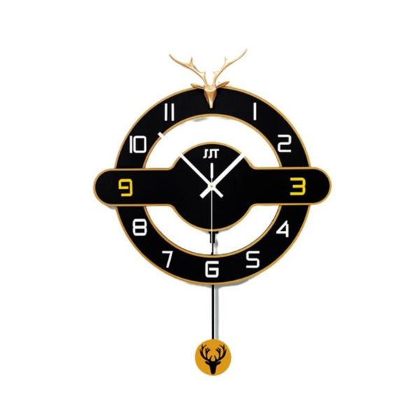 

wall clocks big nordic clock luxury modern design gold pendulum wooden novelty living room reloj de pared home decor ad50wc