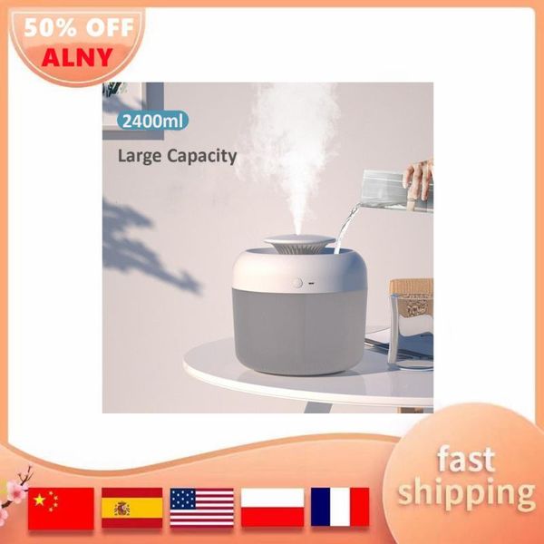 

humidifiers home air humidifier 2400ml ultrasonic cool mist maker fogger with led light large capacity aroma diffuser usb humidificador
