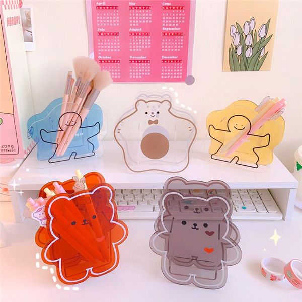 

cosmetic bags & cases ins kawaii acrylic pen holder deskpencil organizer case cartoon cloud bear storage box office school stationery su