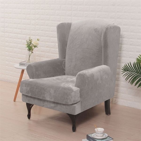 Wing Back Chair Cover Velvet Spandex Winback Sofa Fundas Para Sofas Chair Covers Spandex 220302