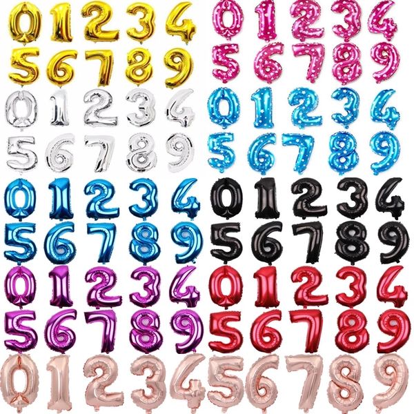 

32 inch black gold sliver rose gold number air balloon birthday wedding party decoration foil balloons kid boy toy baby shower