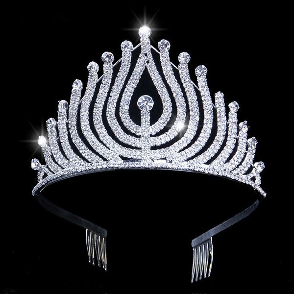 

trendy silver color baroque crystal luxury wedding crowns for bride tiara crowns fashion queen headpiece hair accessories jci114, White;golden