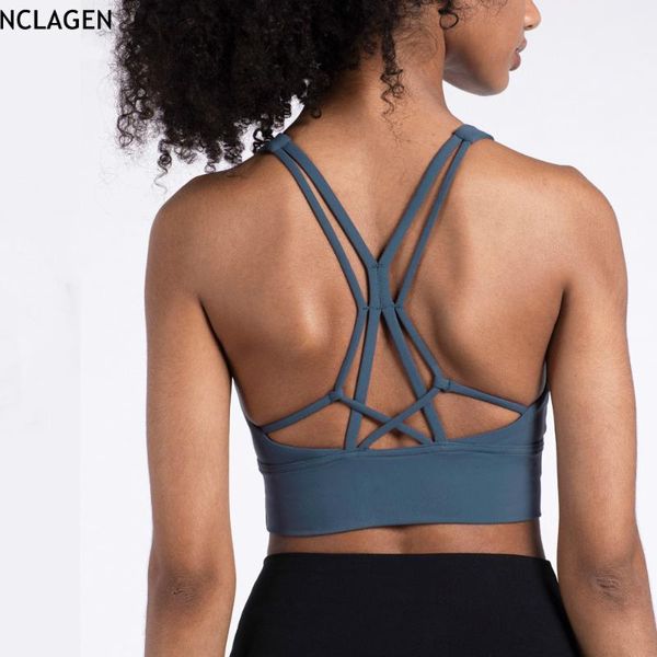 

gym clothing nclagen sports bra padded high impact support quality women tank push up yoga underwear fitness workout vest, White;black