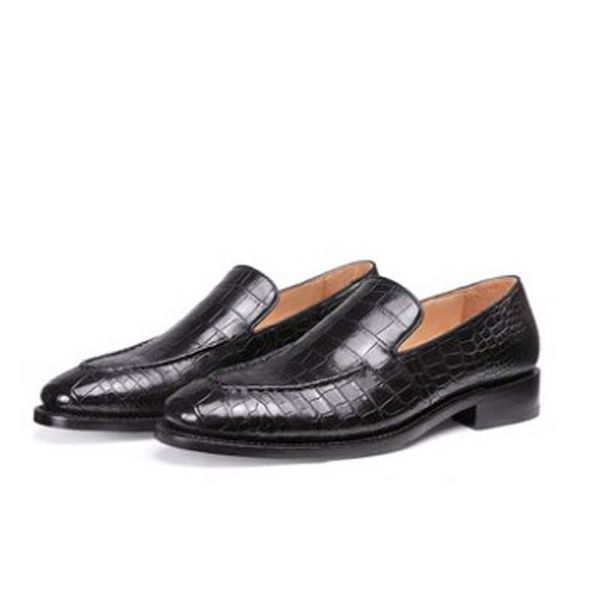 

dress shoes ouluoer crocodile leather for men black high-end wedding business formal foot wear