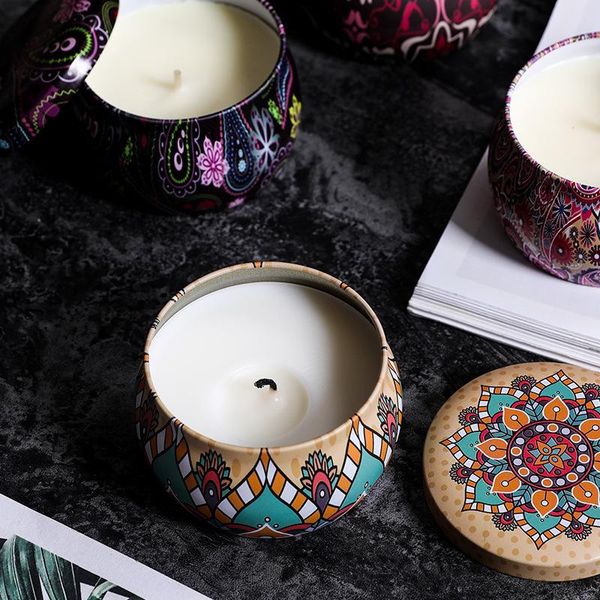 

candles beeswax european tinplate scented wax holiday gift party home decoration fragrance relaxation candle jars