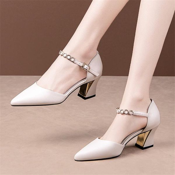 

crystal ankle strap sandals women strange high heels pointy toe dress party office lady genuine leather shoes plus size, Black