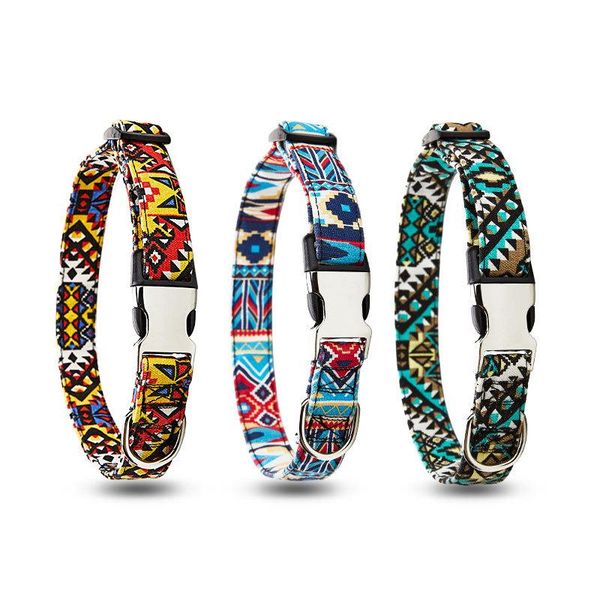 

dog collars & leashes collar bohemian metal buckle printed pet leash