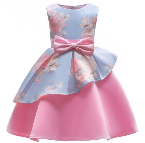 

girl's dresses 2-10 year children clothing clothes kids girl stripe bow princess dress for party birthday festive pink flower, Red;yellow