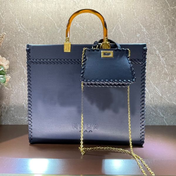 

tote bag large capacity shopping bags chain coin purse women handbag genuine leather embroidery design fashion letter handbags removable wid