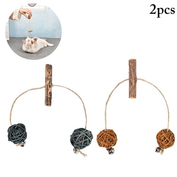 

cat toys 2pcs/set chew toy rattan ball bell pet playing creative interactive for kitten premium supplies