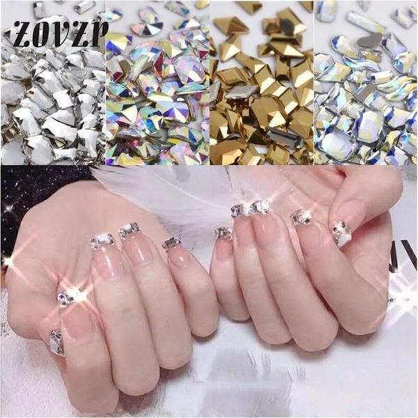 

nail art mixed glass diamond fingernails multiple slice special shaped decorations1, Silver;gold