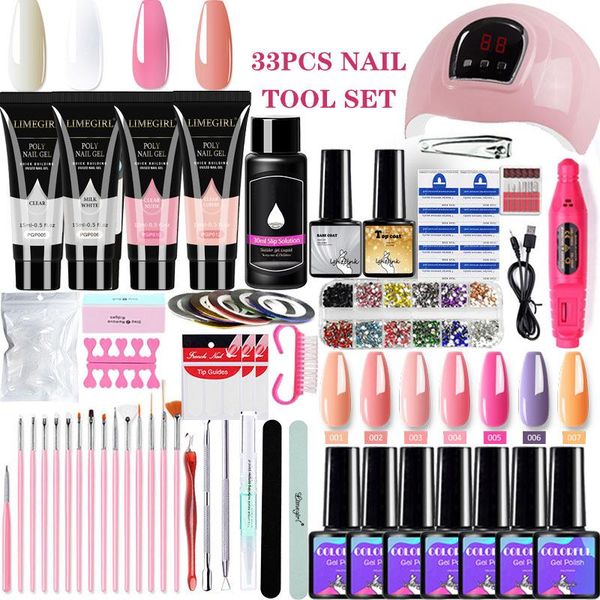 

gel nail polish set poly extension all for manicure acrylic drying lamp pedicure varnish diy tools kits art
