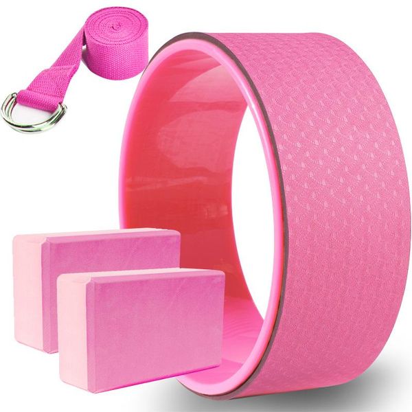 

yoga pilates exercise 4pcs set home gym waist stretching training wheel belt eva brick fitness equipment balls