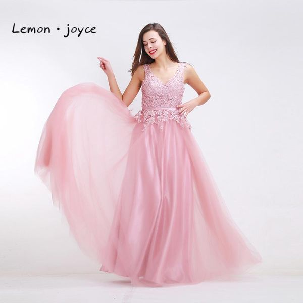 

party dresses pink appliques prom 2021 fantasy v-neck backless sleeveless a-line tulle elegant maxi long evening vestido, White;black