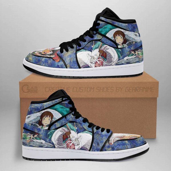 

chihiro haku dragon sneakers starry night style spirited away sneakers