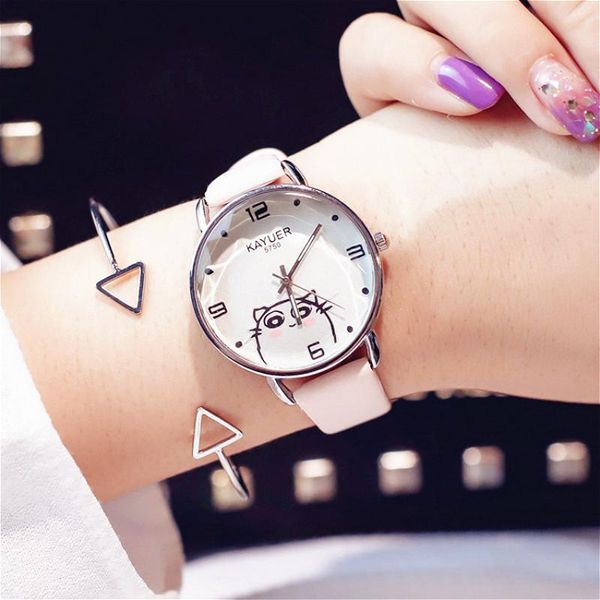 

wristwatches ulzzang 2021 children's watches cute cat cartoon watch casual kids sports quartz student wristwatch clock relojes relogio, Slivery;brown