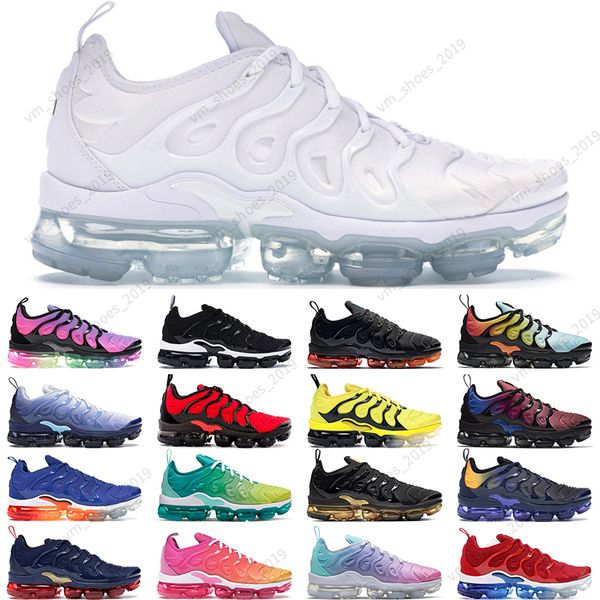 

36-45 tn plus running shoes men women triple black white red be true lemon lime mens trainer