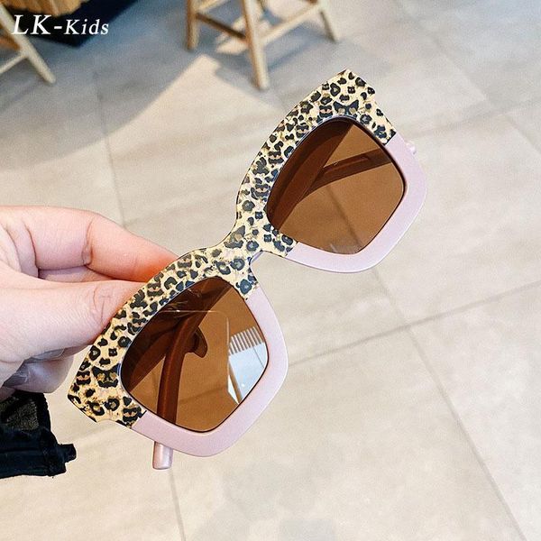 

longkeeper fashion square kids sunglasses girls boys double color frame eyewear leopard pink glasses goggles lentes de sol, White;black