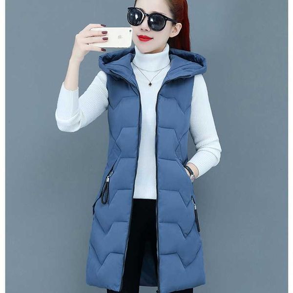 

cotton vest women black mid-length korean fashion casual winter jacket streetwear slim s h471 211120, Black;white