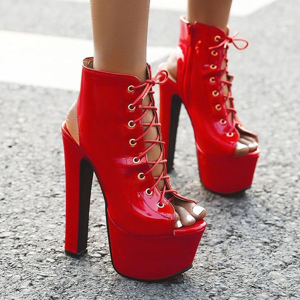 

aiweiyi sandals for woman fashion platform party shoes summer open toe lace up sandal chaussures, Black