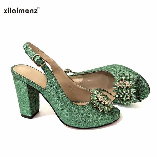

women pumps fashion shoes party wedding super square high heel peep toe green color ladies sandals size 37-42 dress, Black