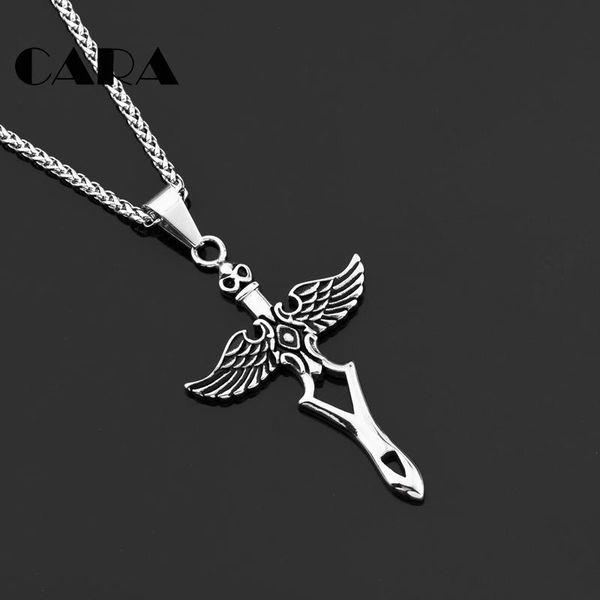 

pendant necklaces 2021 do not fade stainless steel angel sword & pendants mens good quality hip hop punk necklace cagf0412, Silver
