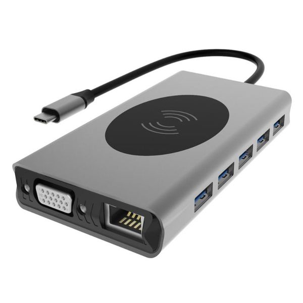 

hubs usb hub 13-in-1 multifunction portable wireless charging video output data