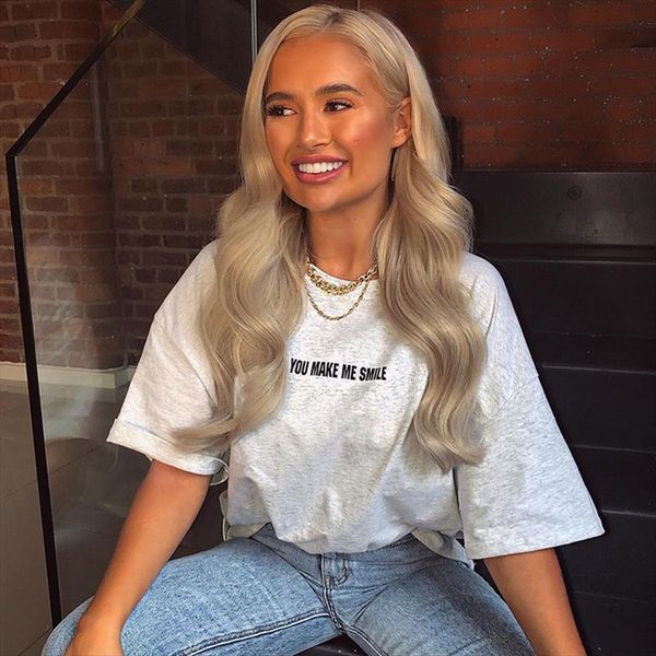 

you make me smile women print cotton casual funny lady yong girl tee a 1280, White