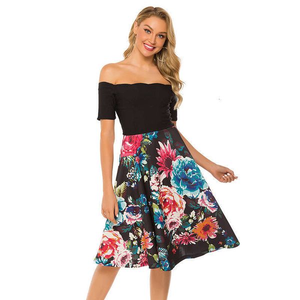 

style dresses women's casual floral print multi piece dress, Black;gray
