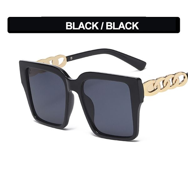 

new 2021 trendy big box sunglasses fashion metal leg sunscreen eyeglasses men's and women's eyewear, White;black