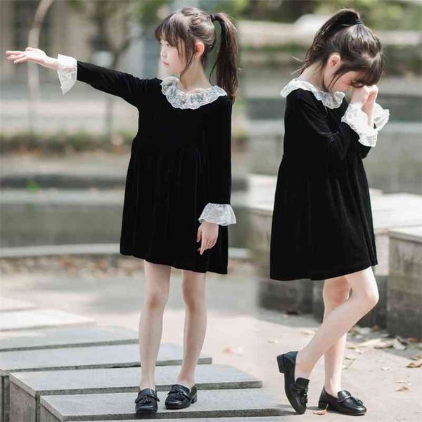 

new kids dresses for girls autumn and winter children lace dress baby princess dress girl korean velvet party clothes,#5422 210317, Red;yellow